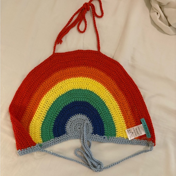 Hot & Delicious Vibrant Rainbow Crochet Halter Top - Picture 5 of 5